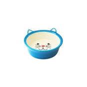 N1 Миска для кошек, в форме мордочки кошки, голубая, керамика